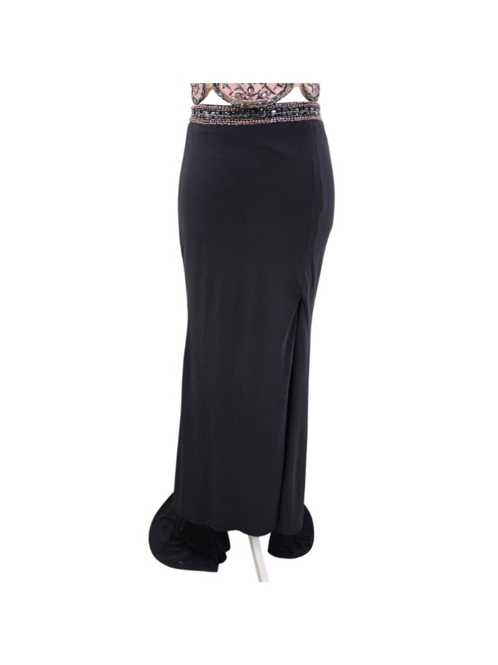 Sherri Hill Two Piece Shimmery Sleeveless Cross Stitch Beaded Gown Size 4 - Picture 7 of 12